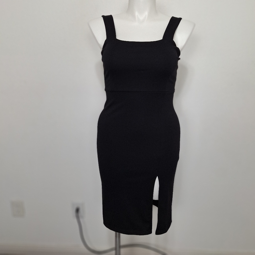 New Black Romantic Goth Whimsigoth Date Night Side Slit Witchy Mini Dress Size S